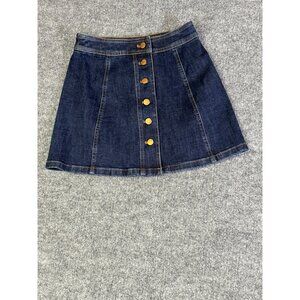 Madewell Womens Dark Wash Button-Front Denim Mini Skirt Size 00